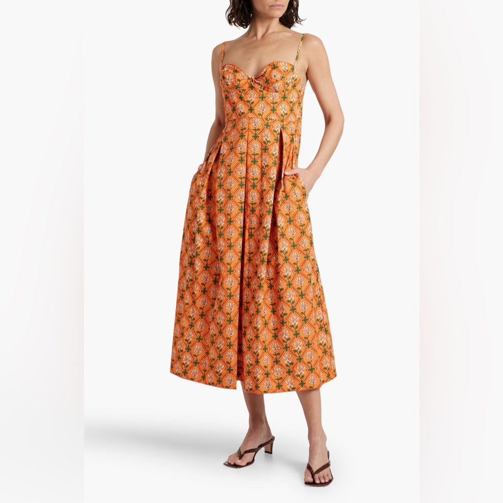 Agua by Agua Bendita Mambo Herbal floral-print cotton-poplin midi dress